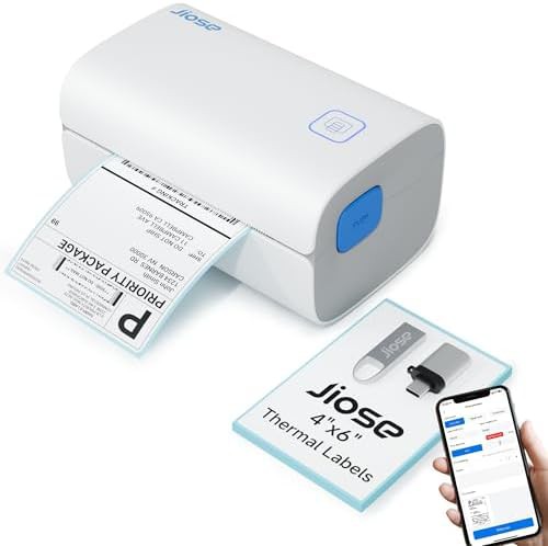 White and grey desktop shipping printer