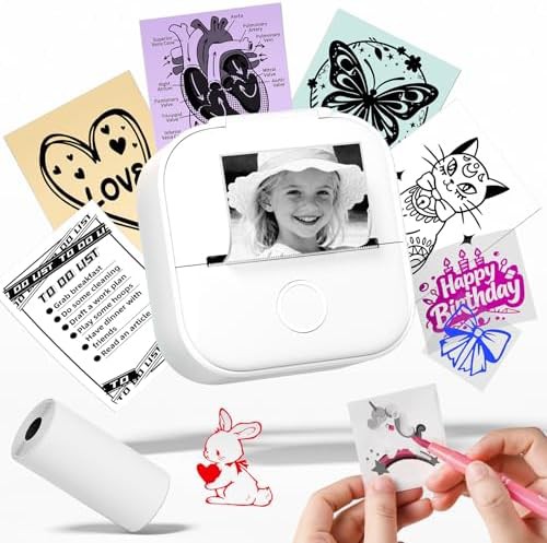 White mini pocket sticker maker printer