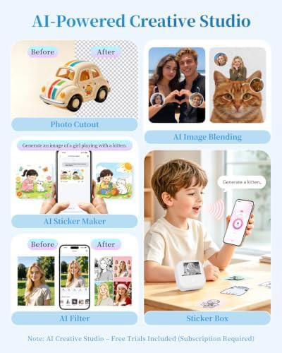 White mini pocket sticker maker printer — photo 3