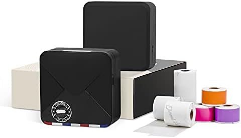 Black pocket photo printer with six paper rolls