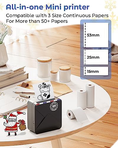 Black pocket photo printer with six paper rolls — photo 3
