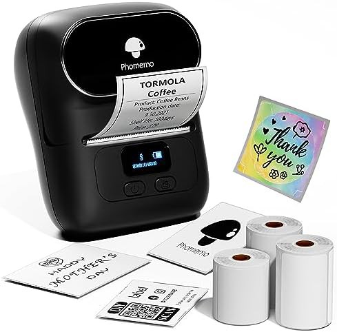 White Bluetooth labeler with three tapes