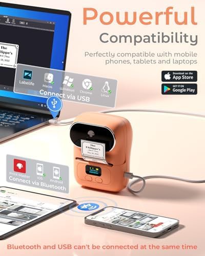 Orange portable thermal printer with three tapes — photo 4