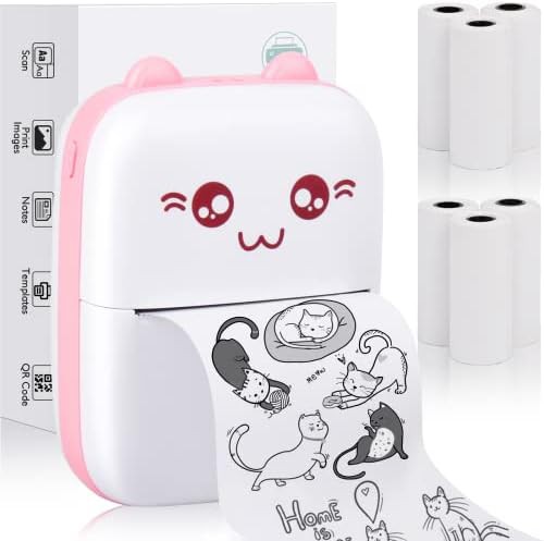 Pink portable mini sticker printer