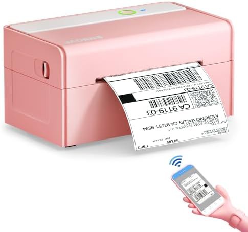 Pink wireless thermal shipping label maker