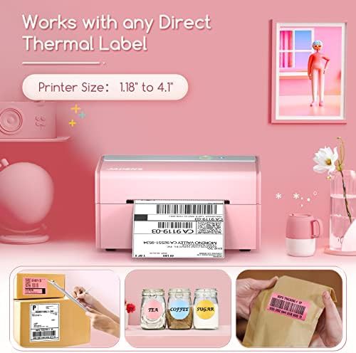 Pink wireless thermal shipping label maker — photo 3