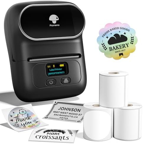 Ebony black barcode labeler with three tapes
