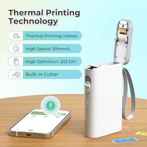 White mini bluetooth label printer — photo 4