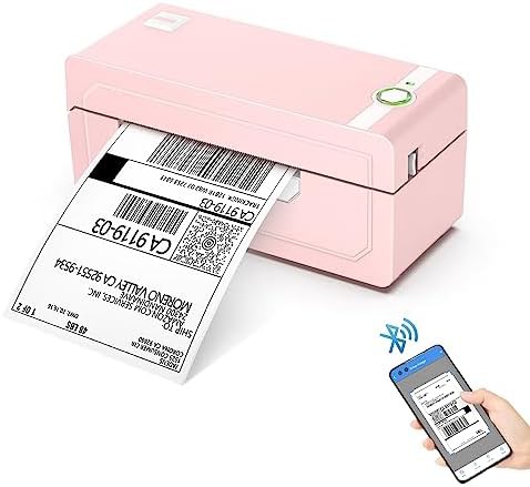 Pink bluetooth thermal shipping printer