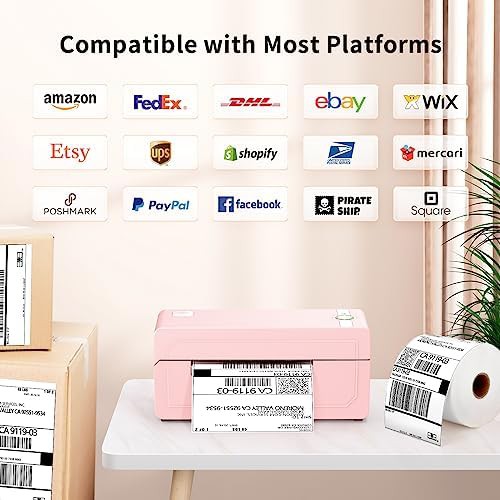 Pink bluetooth thermal shipping printer — photo 3