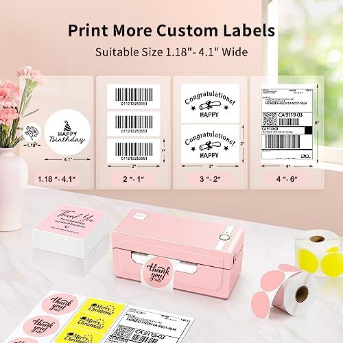 Pink bluetooth thermal shipping printer — photo 4