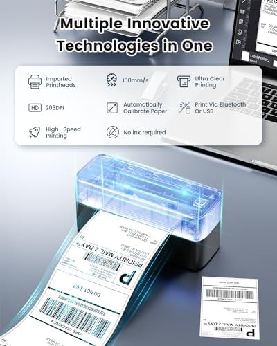 Bluetooth shipping labeler with starter labels — photo 3