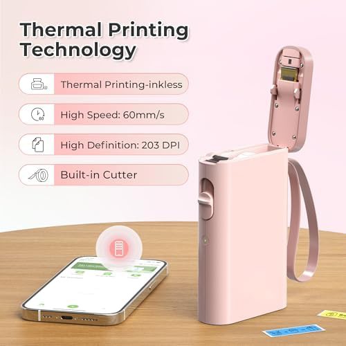 Pink pocket thermal label printer — photo 5