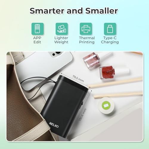 Black mini Bluetooth label maker — photo 4
