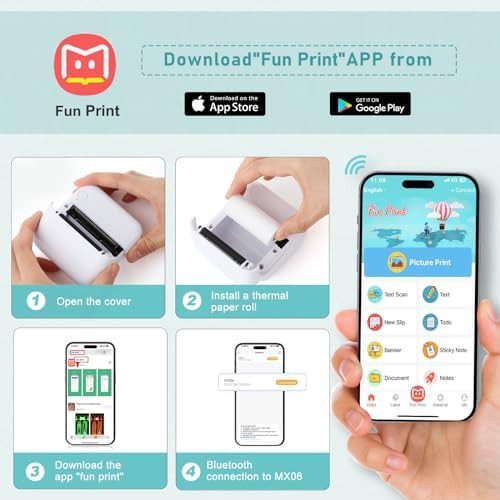 Blue mini pocket thermal printer with paper — photo 4