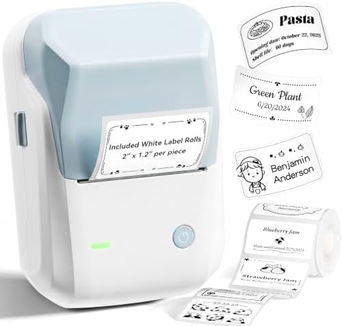 Light blue two inch bluetooth label printer