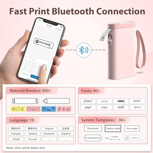 Pink mini portable bluetooth label maker — photo 3