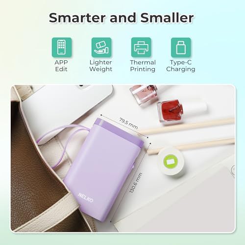 Purple portable Bluetooth label maker — photo 4