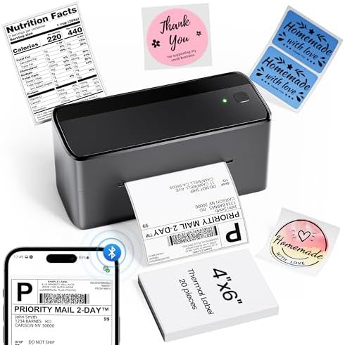 Black bluetooth shipping printer for four by six labels
