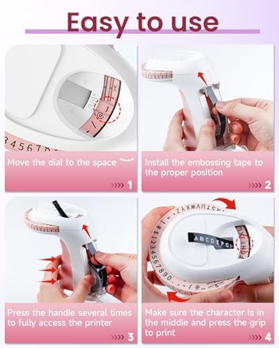 Pink handheld embossing label maker machine — photo 5