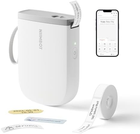 White portable business label printer