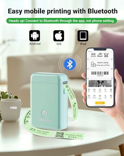 Green mini bluetooth thermal label maker — photo 5