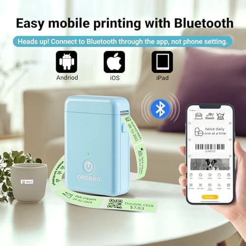 Blue mini bluetooth thermal label printer — photo 3