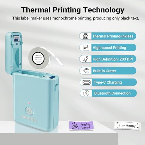 Blue mini bluetooth thermal label printer — photo 4