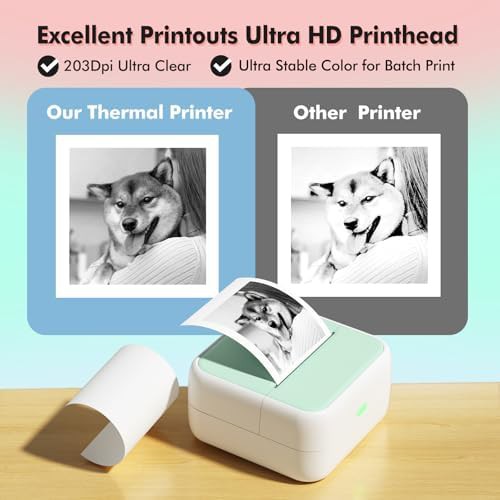 Green mini pocket sticker printer with paper — photo 5