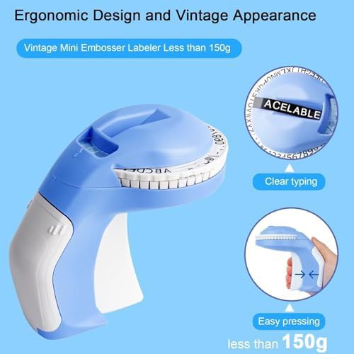 Blue retro manual embossing labeler machine — photo 4