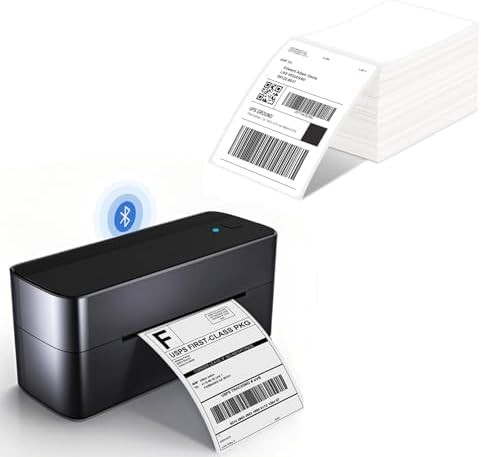 Shipping label printer with five hundred label roll