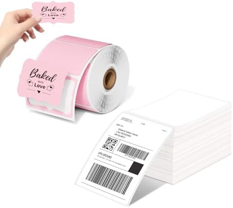 Pink thermal shipping labels 4x6 inch