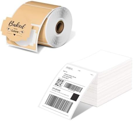Brown thermal shipping labels waterproof