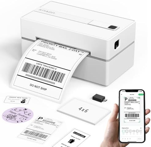 White bluetooth thermal shipping label printer