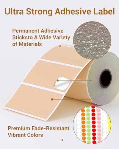 Round brown thermal labels two inch — photo 3