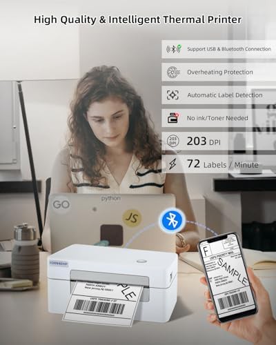 Gray Bluetooth shipping label printer — photo 5