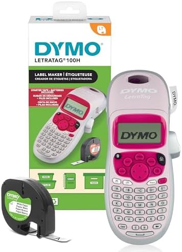 Pink handheld label maker with screen