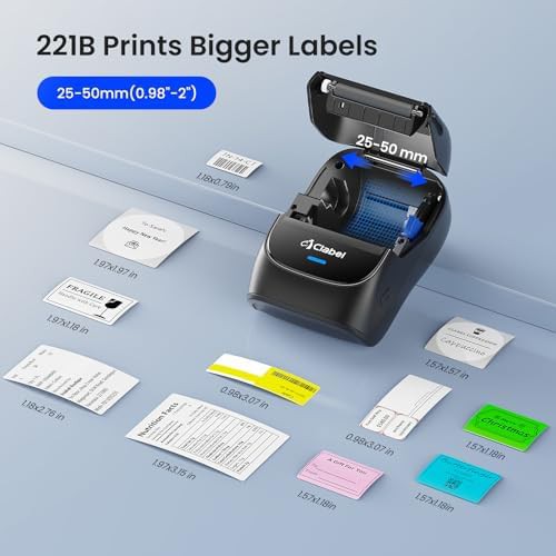 Black Bluetooth barcode printer with three rolls — photo 3