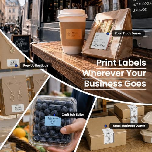 Black Bluetooth barcode printer with three rolls — photo 4