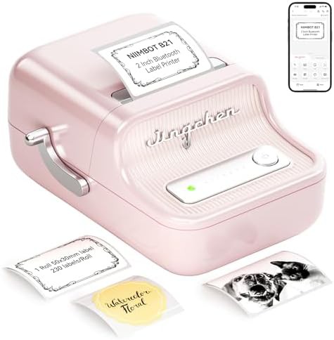 Pink bluetooth thermal printer for small business