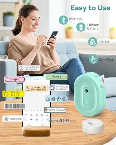 Green bluetooth inkless label maker — photo 3