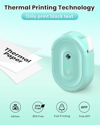 Green mini bluetooth thermal label maker — photo 4