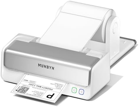 Blue Thermal Label Printer with Paper Holder