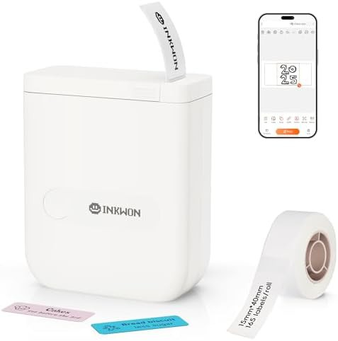 White mini portable label printer