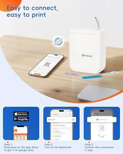 White mini portable label printer — photo 3