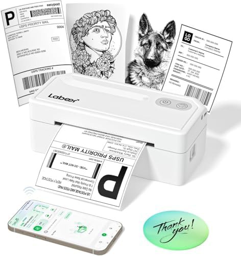 White wireless inkless shipping label printer