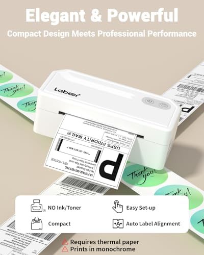White wireless inkless shipping label printer — photo 4