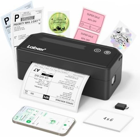 Black inkless thermal shipping label printer