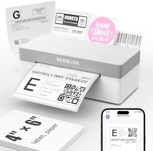 White bluetooth 4x6 sticker label printer