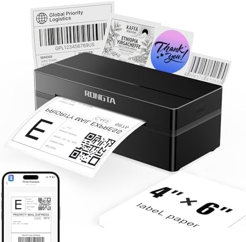 Black bluetooth thermal shipping label printer